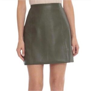 Bagatelle Olive Green Faux Leather A-Line Mini Skirt - Size L